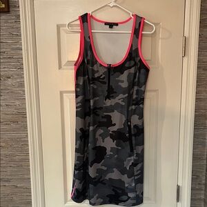 Boston Proper Camouflage Mini Dress with Pink Accents